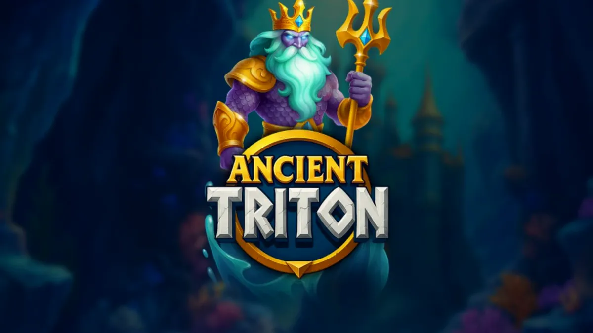 Pemandangan bawah laut yang memukau dengan simbol mitologi Yunani di slot Ancient Triton