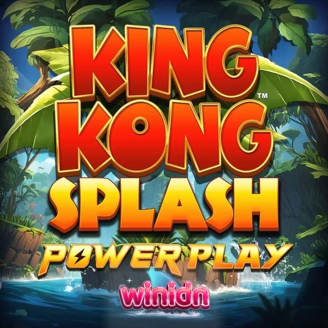 Tampilan visual slot King Kong Splash: Power Play dengan latar hutan tropis dan simbol-simbol bertema.